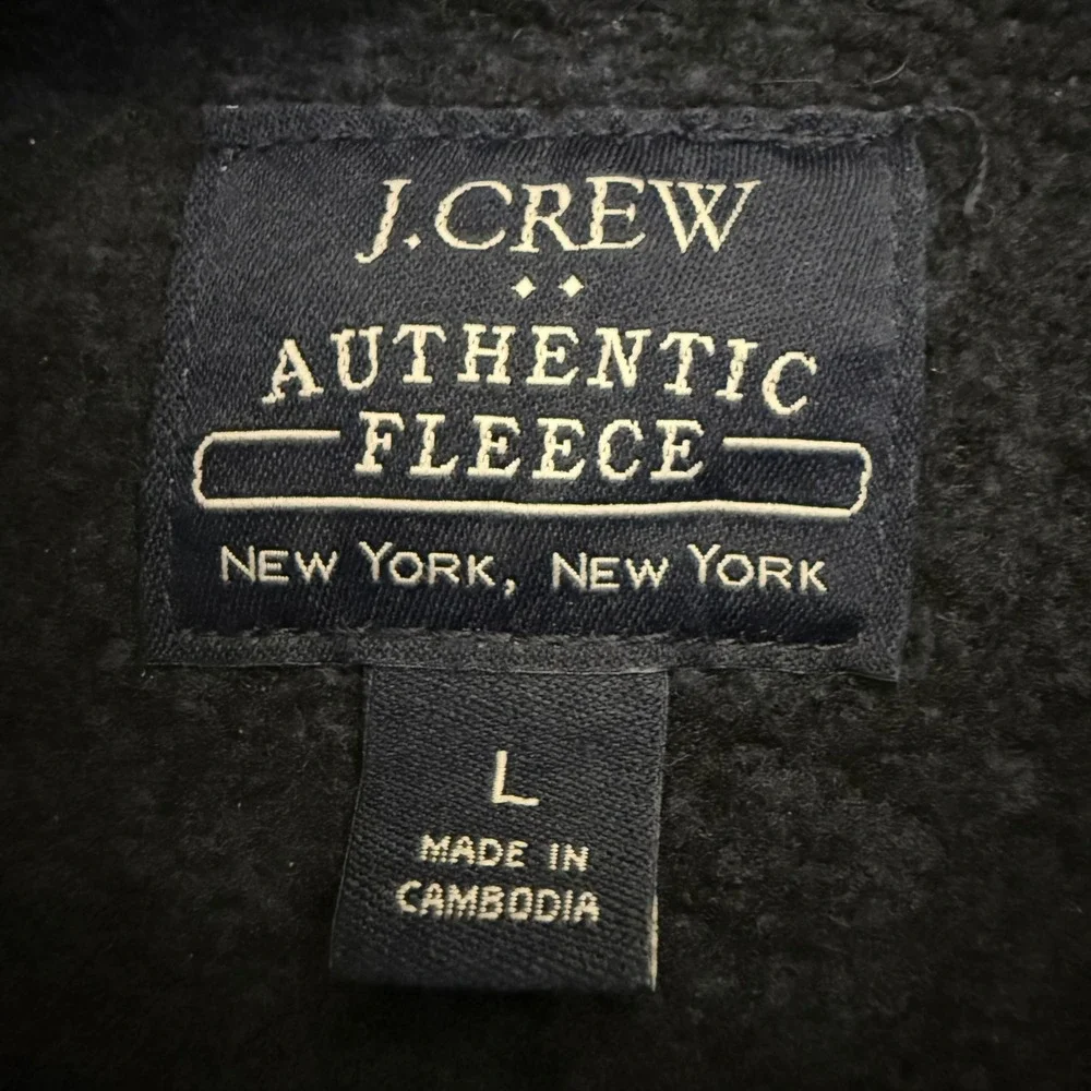 J. Crew Mens Authentic Fleece Navy Blue Marled Snap Mock Neck Pullover Large